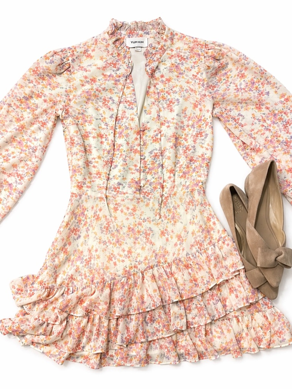 Yumi Kim Floral Mini Dress in Cream, Pink and Peach - Picture 2 of 8